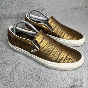 Vans Slip-On Sneakers in Metallic Gold with White Soles